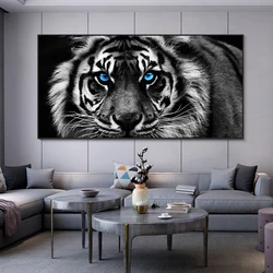 Modern Prints Canvas Art Black and White Tiger Head Painting Wall Art Posters Animal Art Picture Cuadros For Home Decor