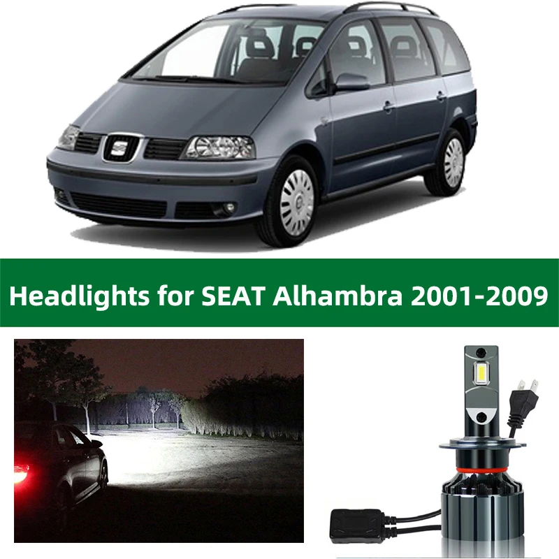 

Bright Car Canbus Headlamp For 2001 - 2009 Seat Alhambra LED Headlight Bulb Low Beam High Beam Car Front Lamp Accessories Part