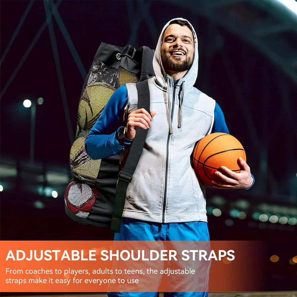 1 stücke Einstellbare Schulter Gurt Sport Ball Tasche Mesh Basketball Team Bälle Halter für Fußball Und Fußball Team Arbeit Ball taschen