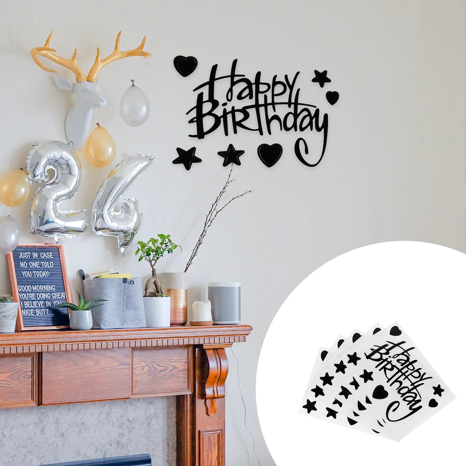 

5pcs Birthday Decorative Stickers Black 006 Wall Window Balloon Party Birthday Balloon Sticker Supplies Kids Art Decals