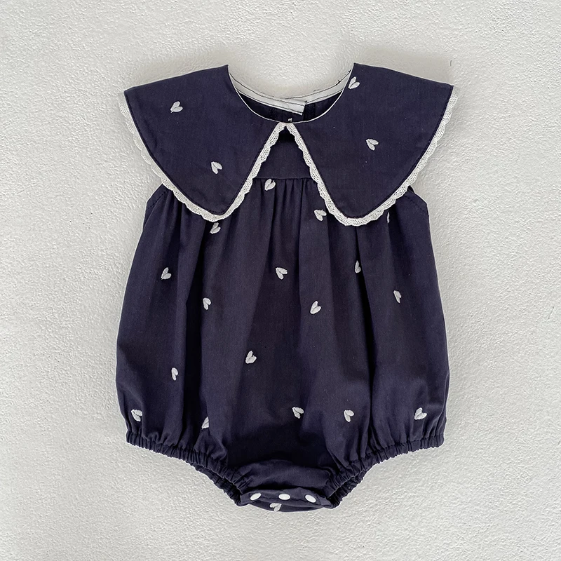2026 Neuer Sommer Neugeborenen Baby Mädchen Strampler 0-24M Baby Mädchen Kleidung Ärmellos Baumwolle Herz-Print Baby Mädchen Einteiler – Detail 4