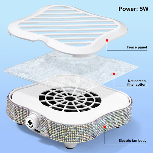 Imagen 2 del producto Mini colector de succión de polvo de uñas USB, aspirador de uñas profesional, plumero de uñas de Gel para equipo de salón de manicura