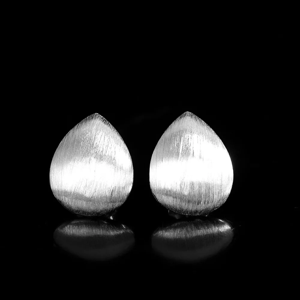 

Uglyless Brushed Gold Plated 925 Silver Water Drop Studs Earrings for Women Perfect Round Ear Buckle Hemisphere Brincos Bijoux