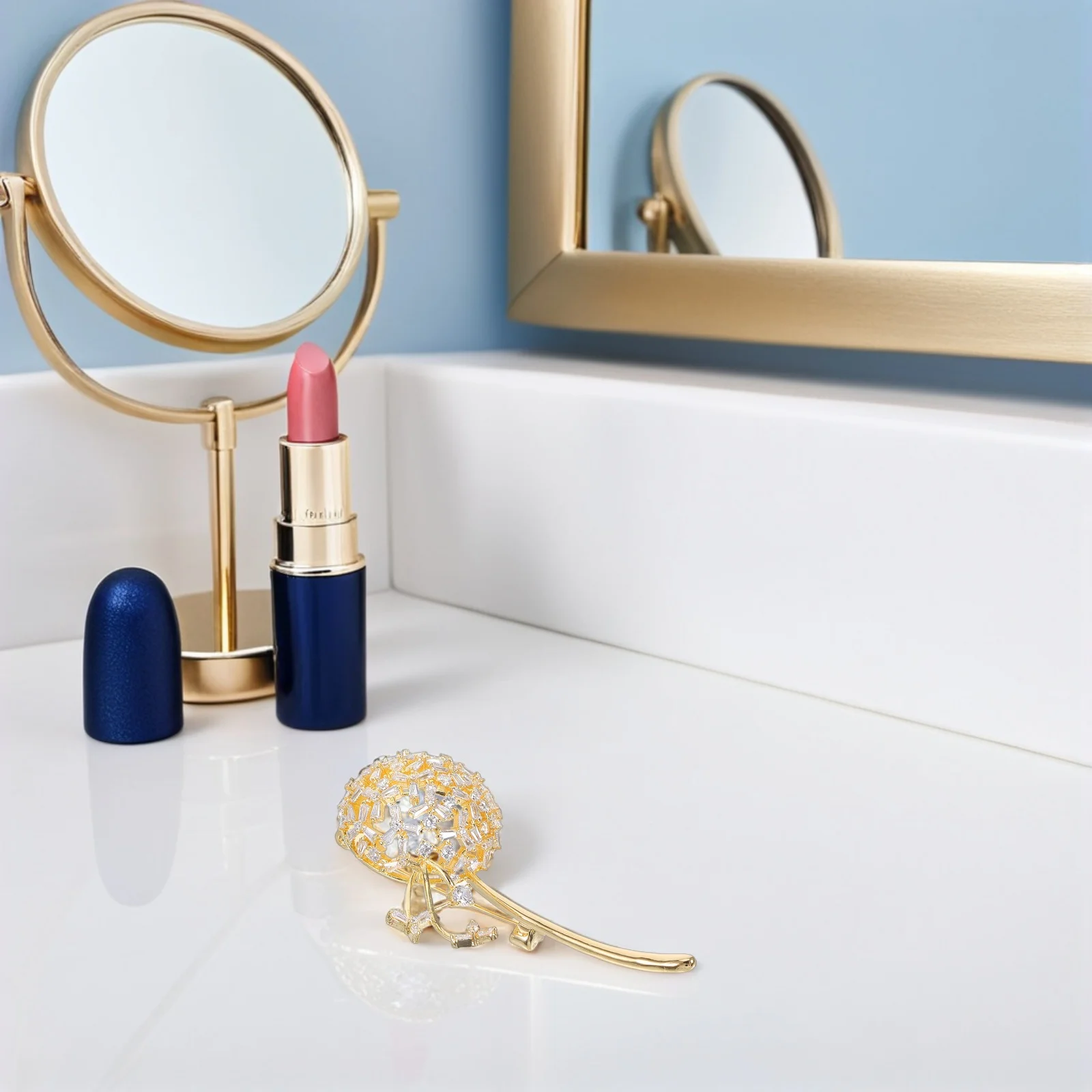 

Durable Zirconia Brooch Golden Anti Slip Brooch Decor Clothes Jewelry Women Elegant Suit Decorative Lapel Pins