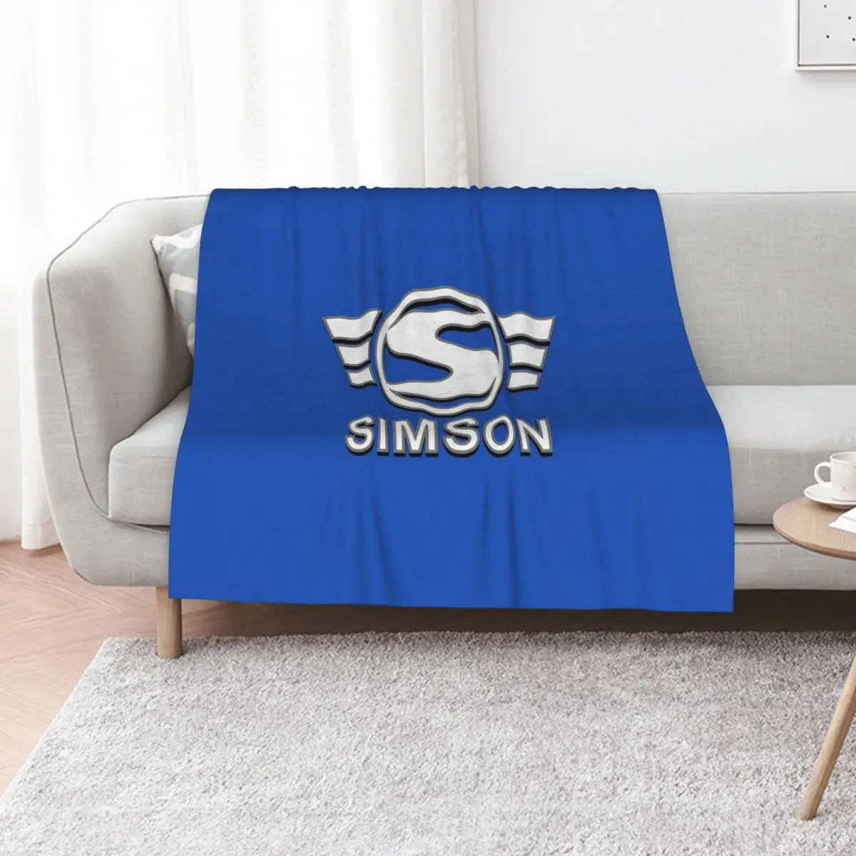 Simson Logo 3D Spezial (branco) Cobertor reutilizável, durável e macio para todas as estações
