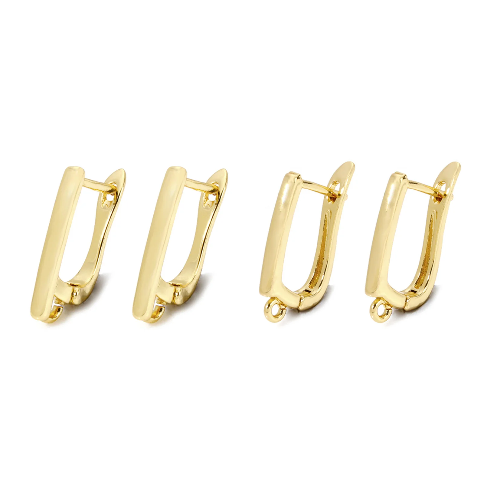 1-5 Pairs Brass Earrings 18K Gold Plated U Shaped With Loop Hoop Earrings Fixtures Fasteners For DIY Earrings Jewelry Findings