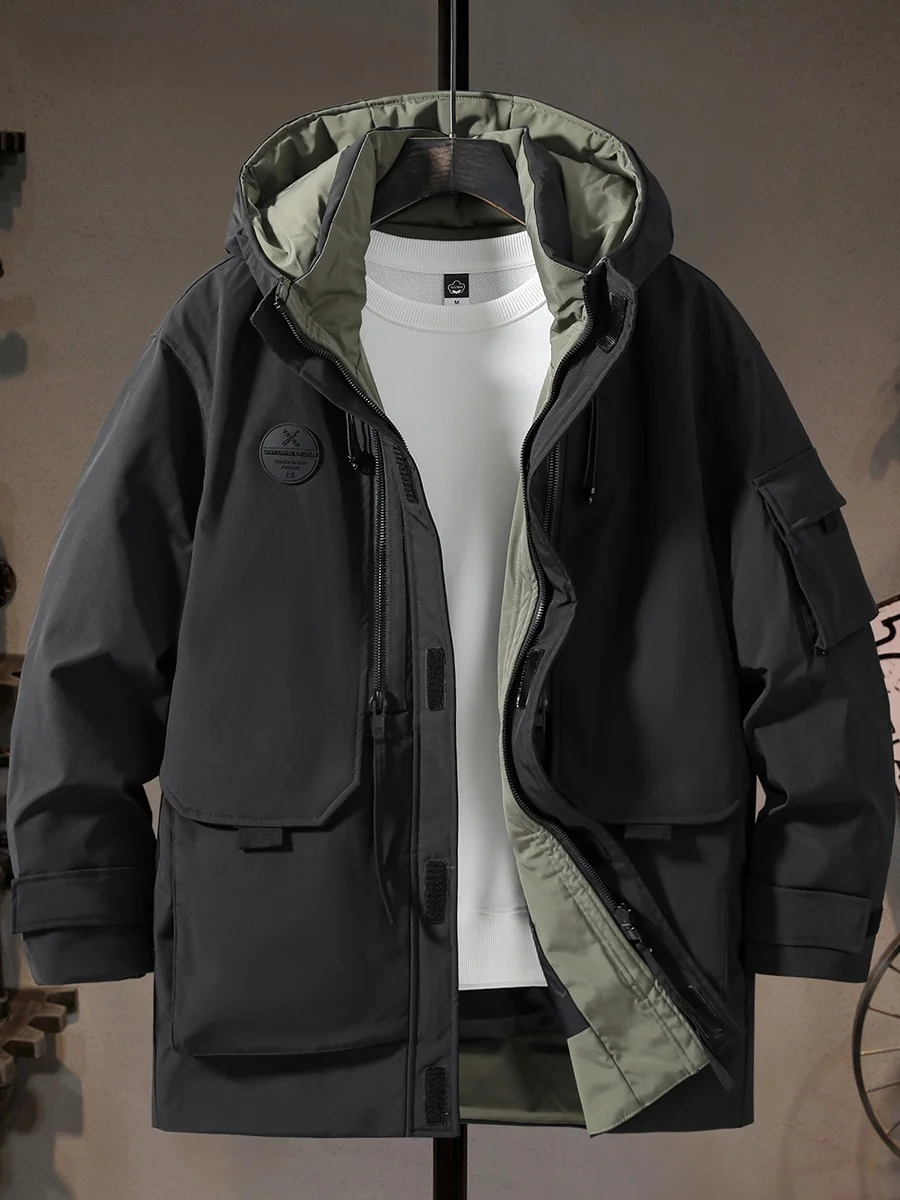 

Универсальная мужская пуховая куртка Bla: модная, теплая, с капюшоном, на молнии, из полиэфирного волокна, для работы и повседневной носки