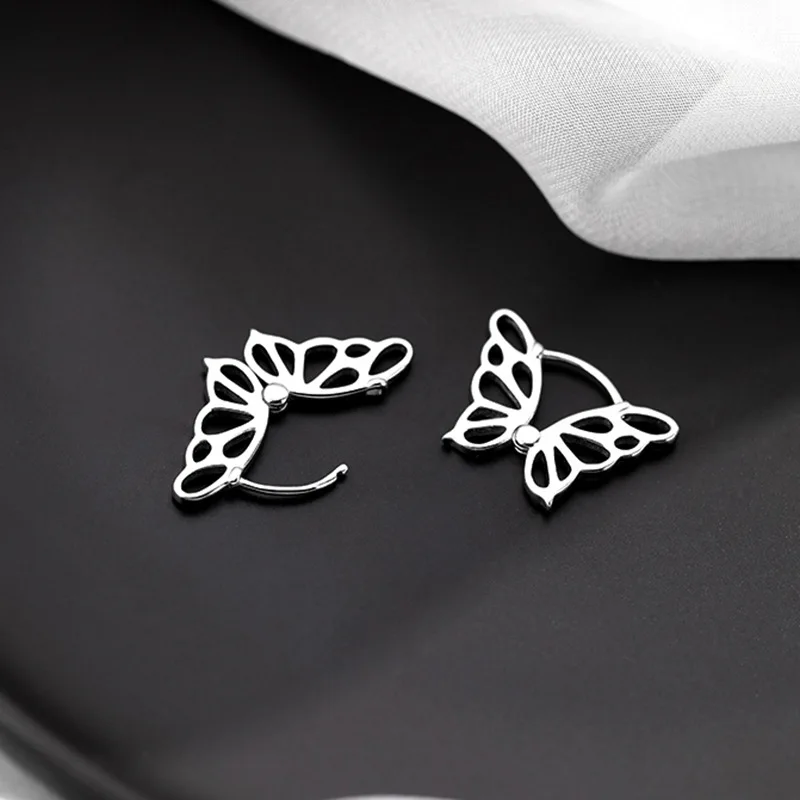 

Sterling Silver Butterfly Cuff Hoop Stud Earrings Set for Women Girls Jewelry Gift Dropshipping