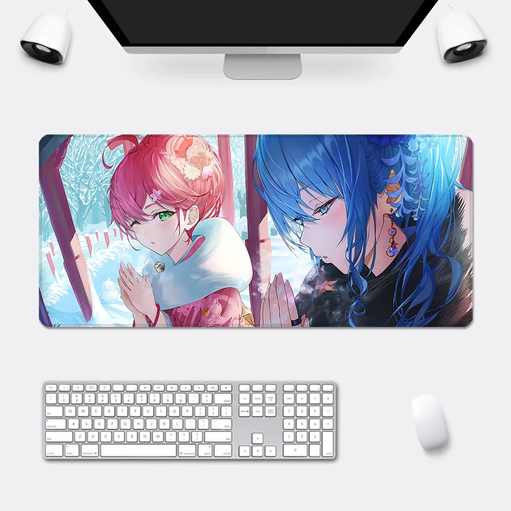 H-Hoshimachi Suisei Mousepad HD Printing Computer Gamers Locking Edge Non-slip Mouse Pad XXL90x40cm Keyboard PC Desk Pad