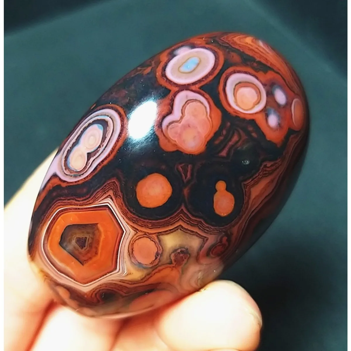 Large Rainbow Color Banded Agate Palm Stone, Polished Tumbled, Natural Beauty, Vase Filler, Crystal Collection, Table Display