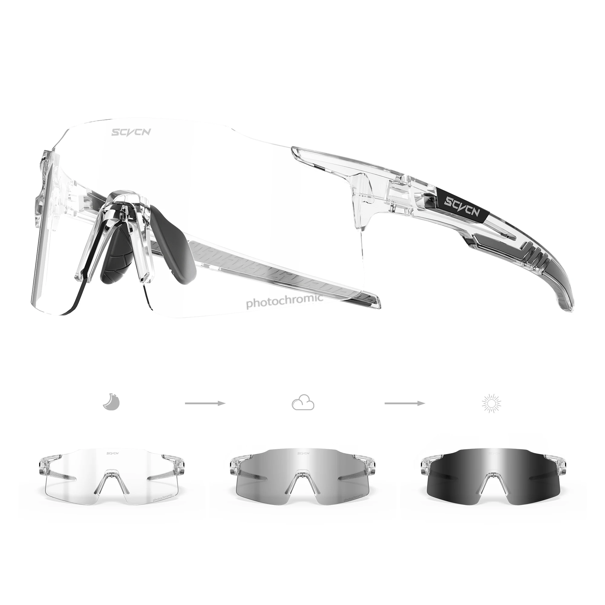 

SCVCN New Photochromic Bike Driving Cycling Eyewear Outdoor Road Sunglasses Men Women Sports Glasses UV400 Riding Goggles
