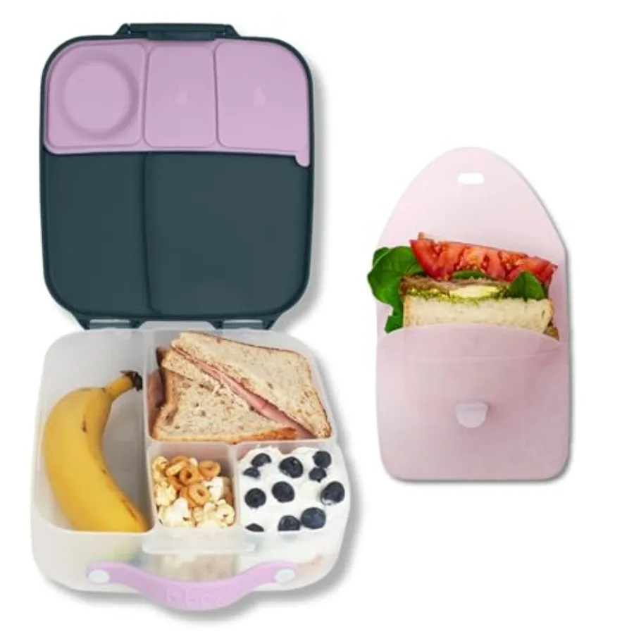 

Экологичный ланчбокс из розы цвета индиго с силиконовым карманом для сэндвичей с ягодами для еды OntheGo идеально подходит для школьной работы и на открытом воздухе.