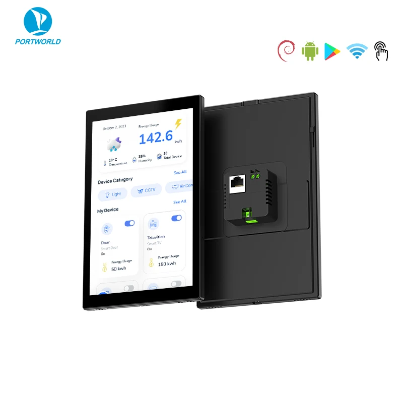 YC-SM08D 8 Inch RK3566 Android Linux 2GB+16GB POE RJ45 RS485 BLE5.2 Wall Mount Touch Control Panel