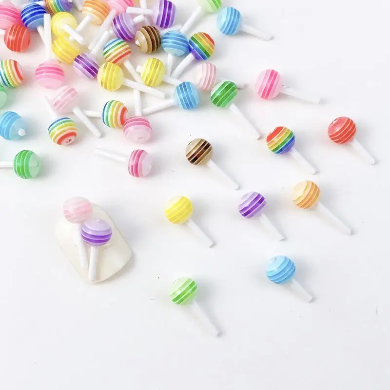 

Resin Dopamine Colors Lollipop Nail Art Charms 3D Mini Candy Snacks Nail Art Decorations for Making DIY Manicure Supplies