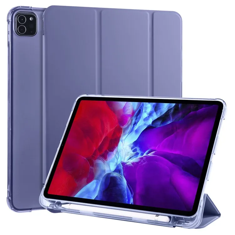 

Slim PU Leather Trifold Stand Cover Back Shell with Pen Slot Auto Wake / Sleep for iPad Pro 12.9 (2022) / (2021) / (2020) - Purp