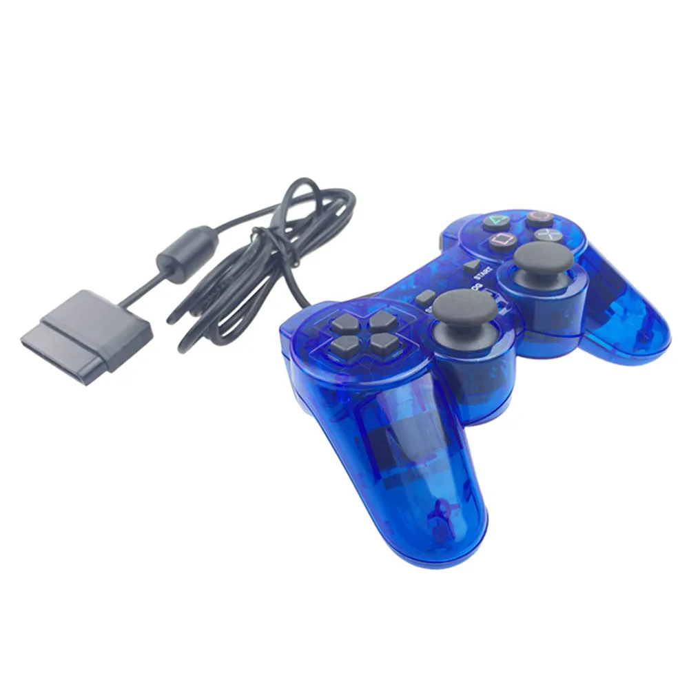 Transparent Blue Color For PS2 Wired Controller With Dual vibration