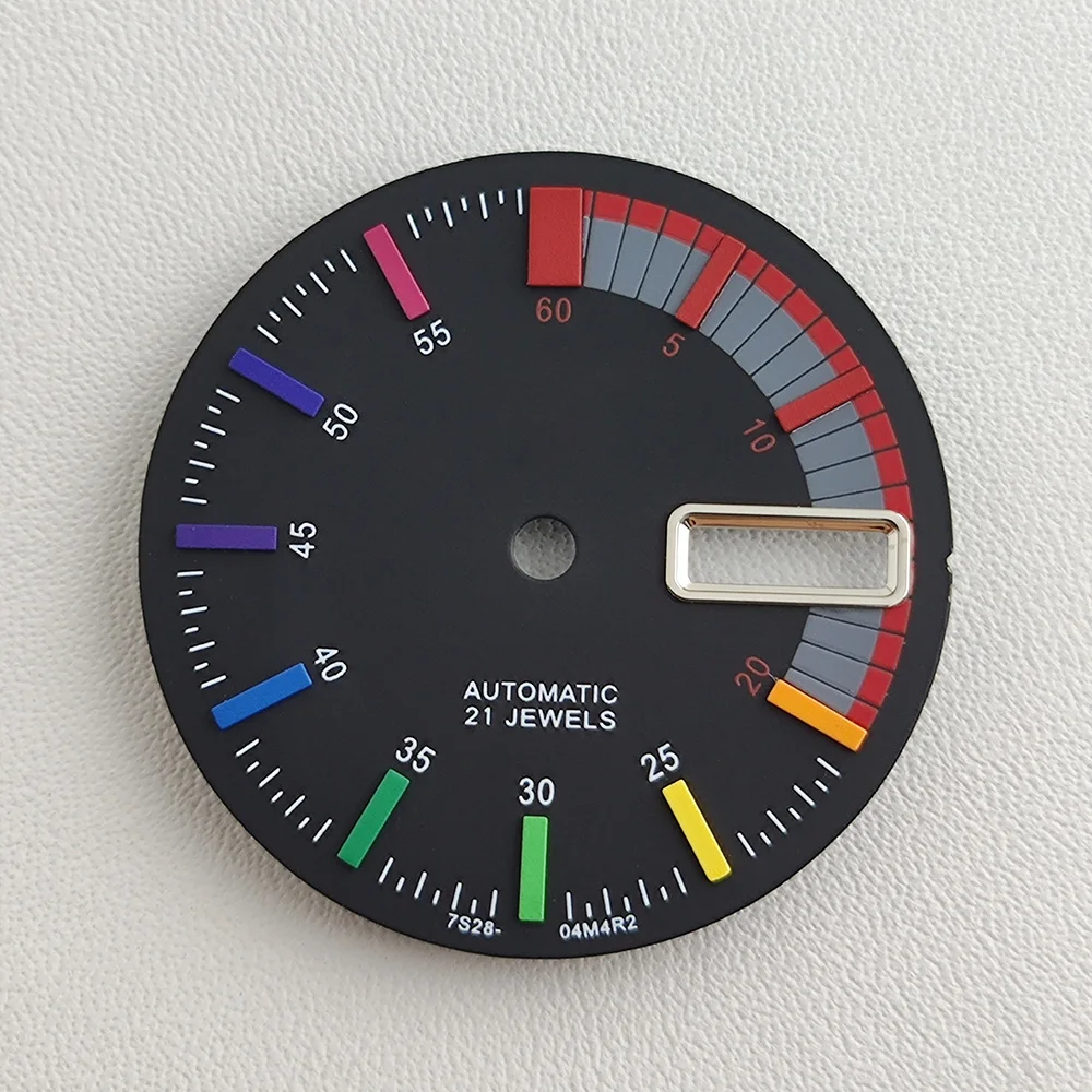 Nh36 Wijzerplaat Nh35 Dial 28.5Mm Regenboog Wijzerplaat Horloge Wijzerplaat Geschikt Voor Nh36 Bewegingshorloge Accessoires Horloge Reparatie Tool