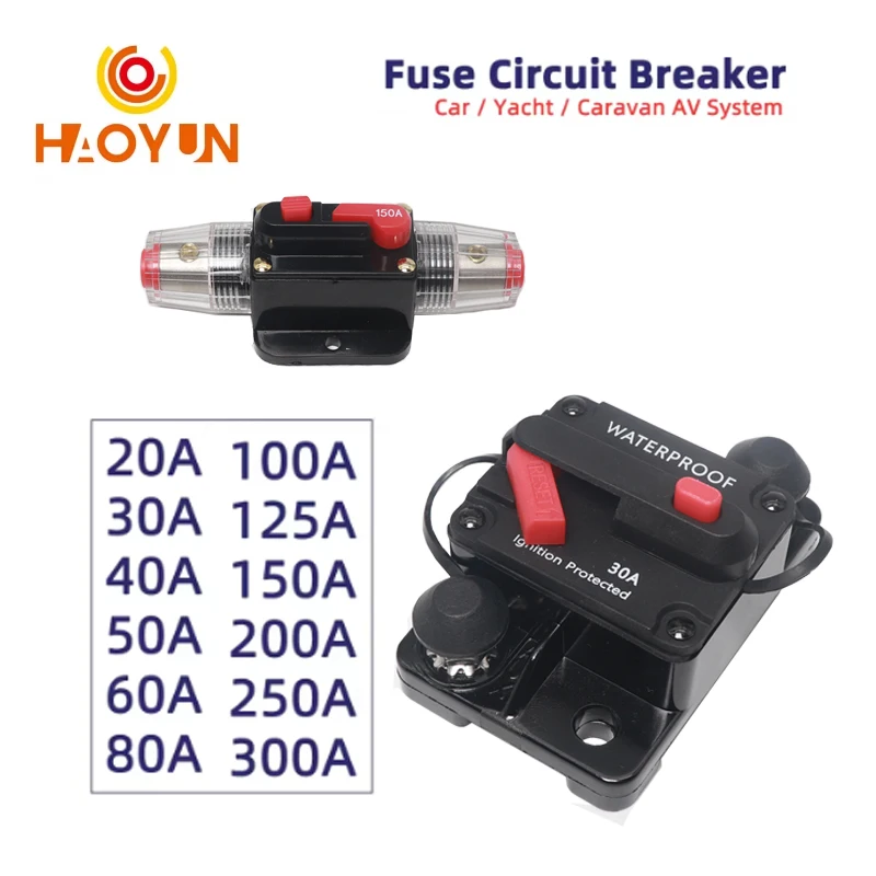 12v-48v for Circuit Breaker 30a To 300a Power Protection Fuse Manual Reset Waterproof Car Boat Manual 200a 150a 100a 50a 40a