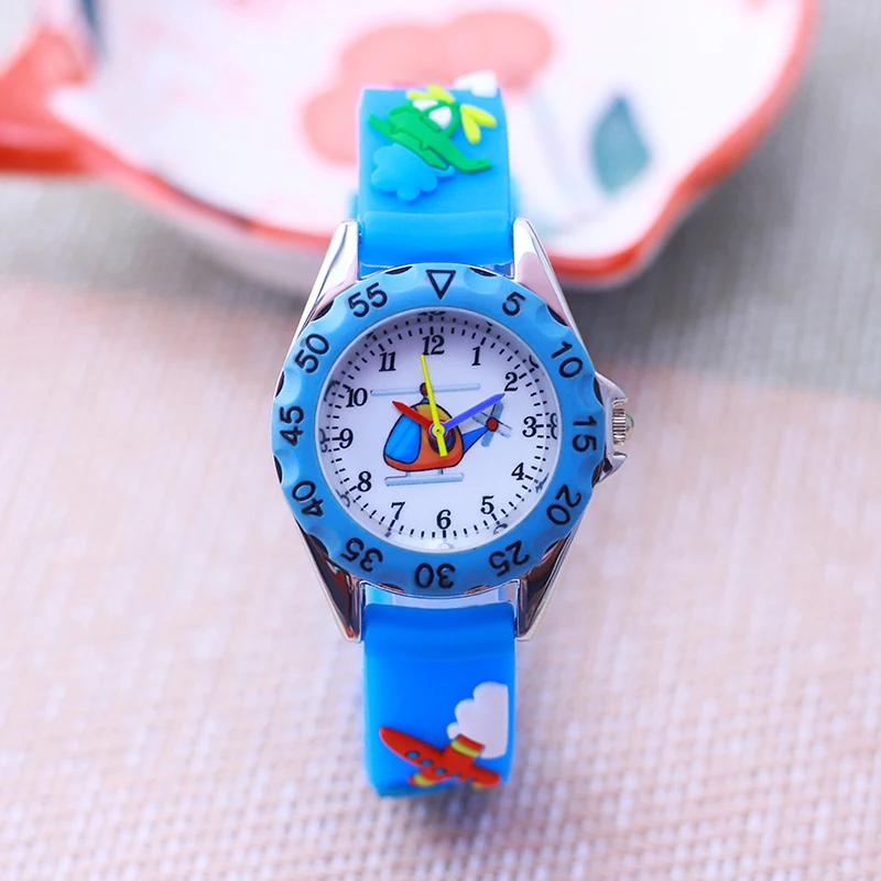 New Style Fashion Children Boys Girls Cartoon Helicopter Plane High Quality Watches Students Kids Cool Water Resistant Watches