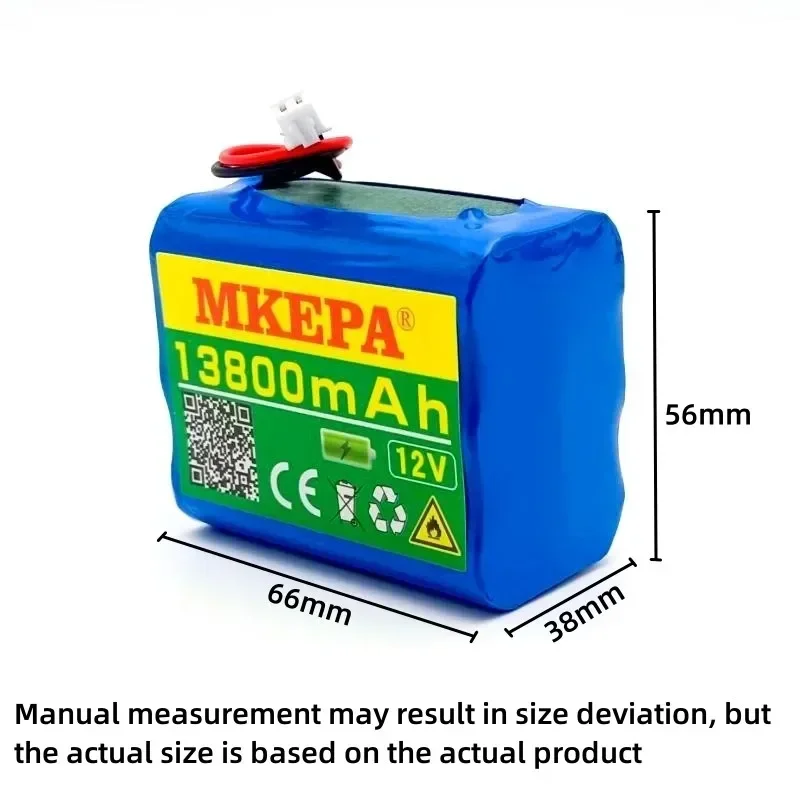 MKEPA 12V battery 3S2P 12V 13800mAh 18650 lithium-ion battery pack with 3A BMS for LED lighting backup/customizable