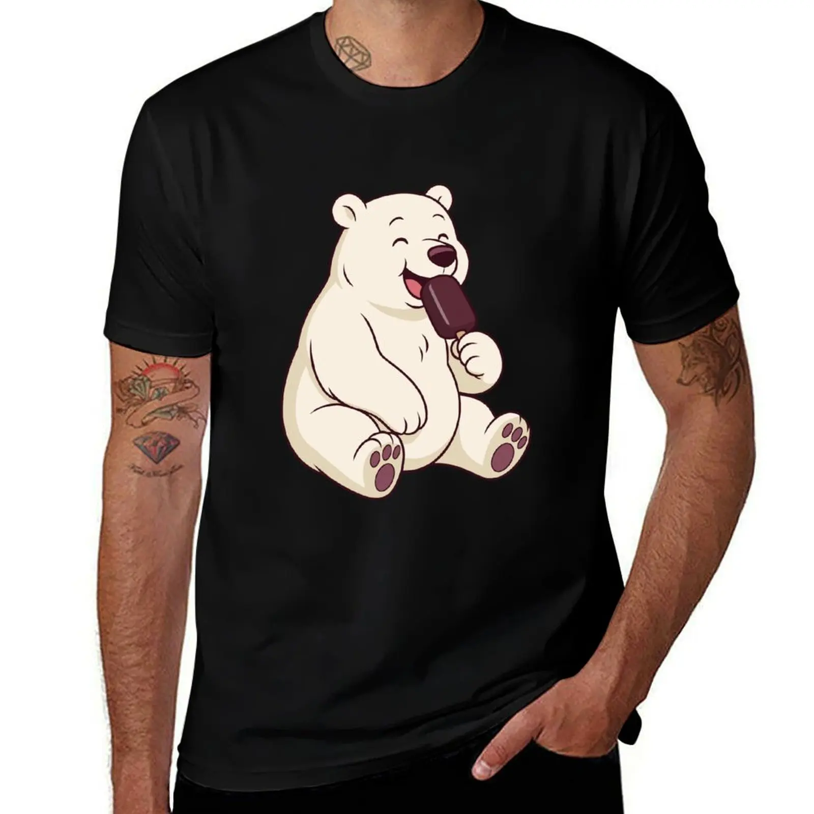 

Polar Bear and Ice Cream T-Shirt funny meme t-shirts custom t-shirts man clothes black t-shirts for men