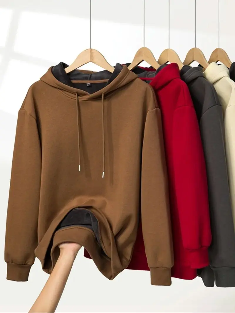 

Man O-Neck Sweatshirt Winter Basic Warm Top Heavyweight Women Fleece Pullover Loose Plain High Quality Unisex Sweatshirt BYB0028