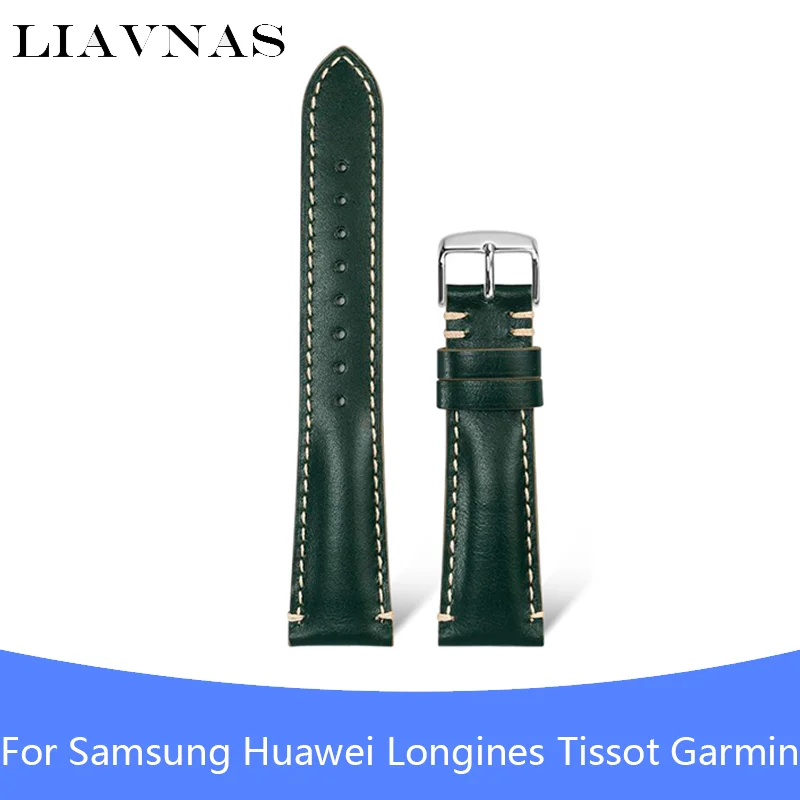 Compatible With IWc Longines Tissot Samsung Huawei 18/20/22/24mm Vintage Leather Universal Watch Strap Quick Release Design