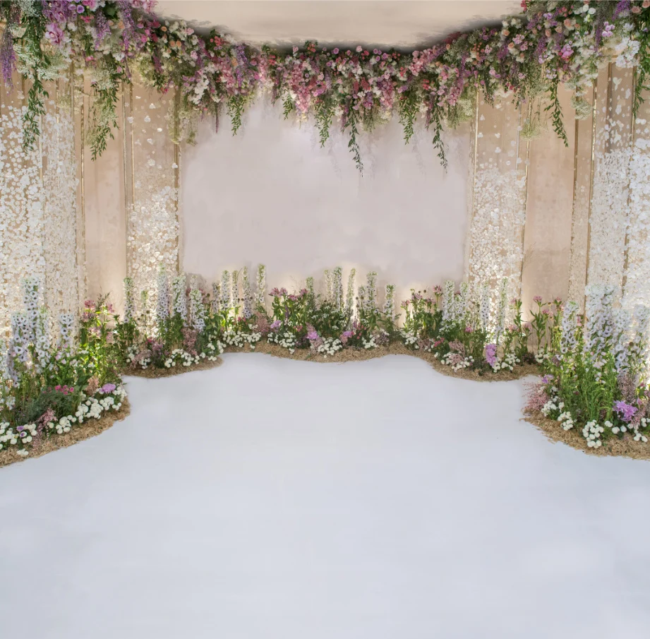 8x8ft flores florais frescas flor cena de casamento personalizado à prova de intempéries lavável sem rugas poliéster policial algodão 240cm x 240cm