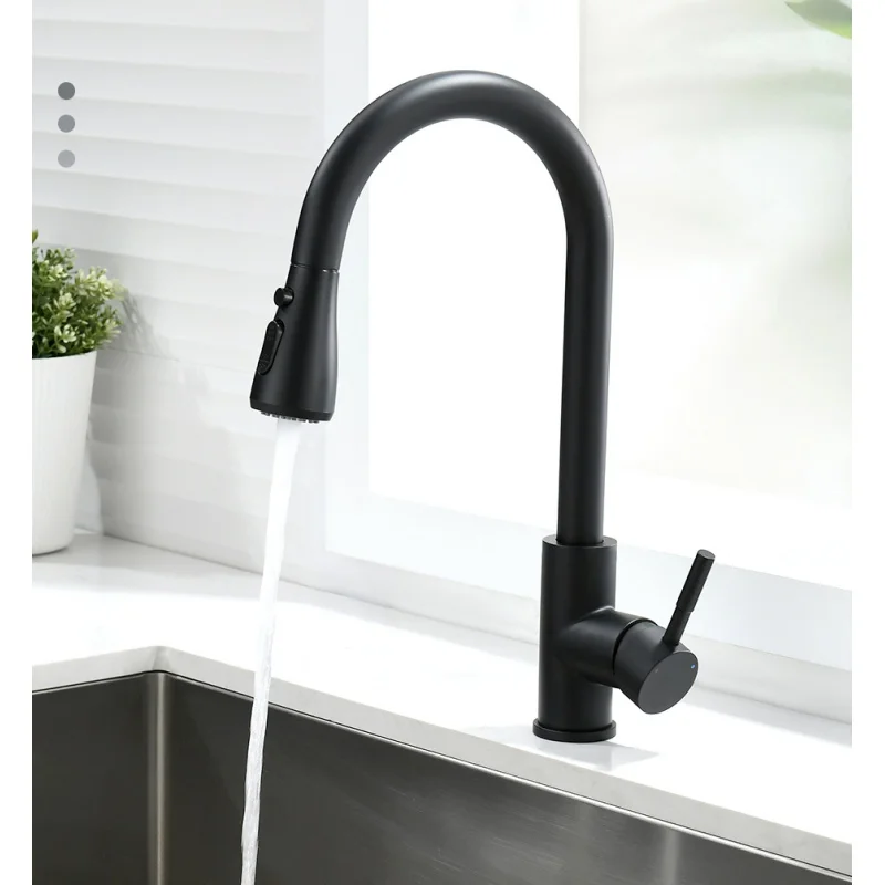 Küchenarmaturen aus gebürstetem Nickel, herausziehbar, Küchenspüle, Wasserhahn, Deckmontage, Mischer, Stream-Sprühkopf, heiße und kalte Wasserhähne, Splitter – Detail 22