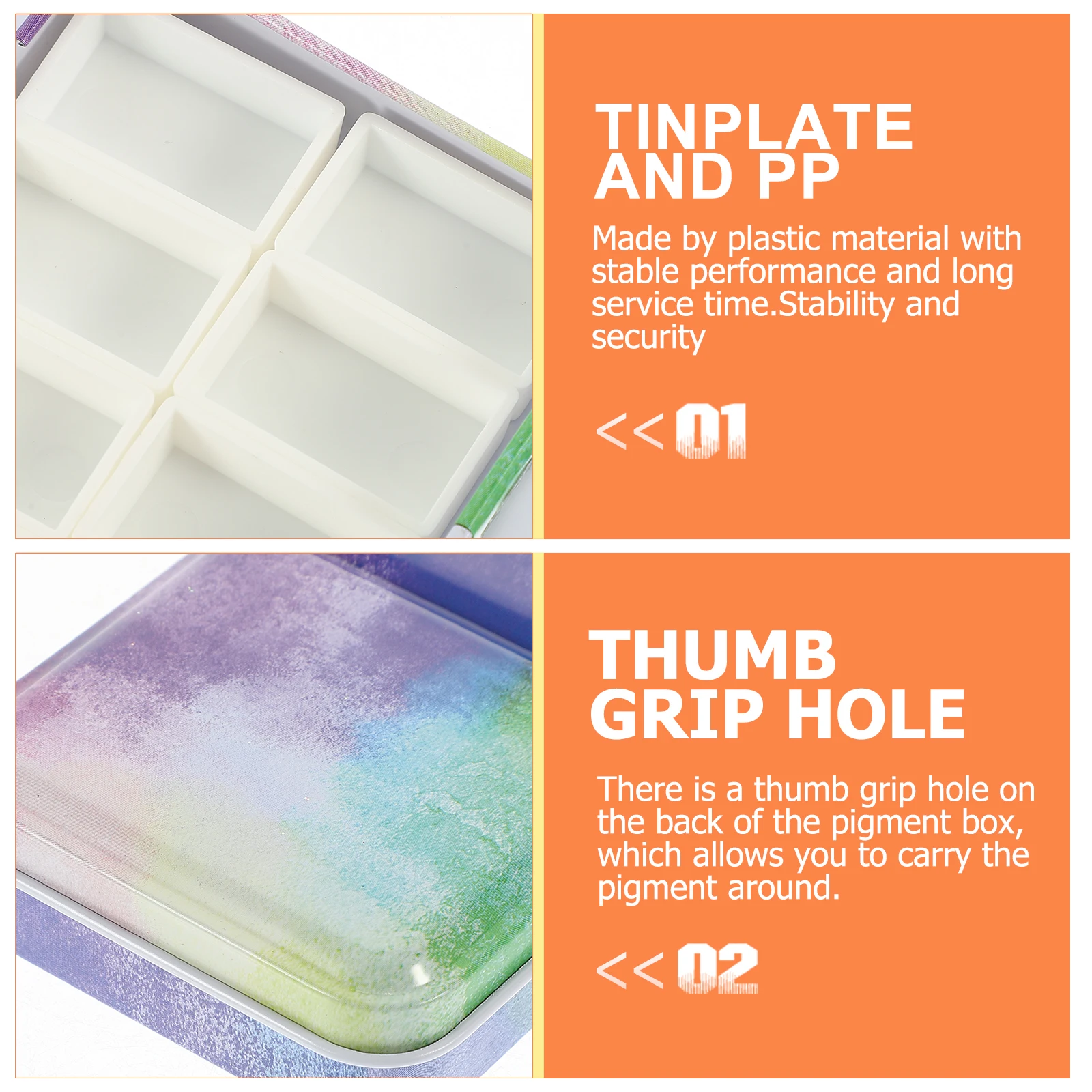 

1 Set Pigment Iron Mixing Palette Art Painting Case Portable Color Holder Compartments Durable Pp Tin Long Lasting Gift For