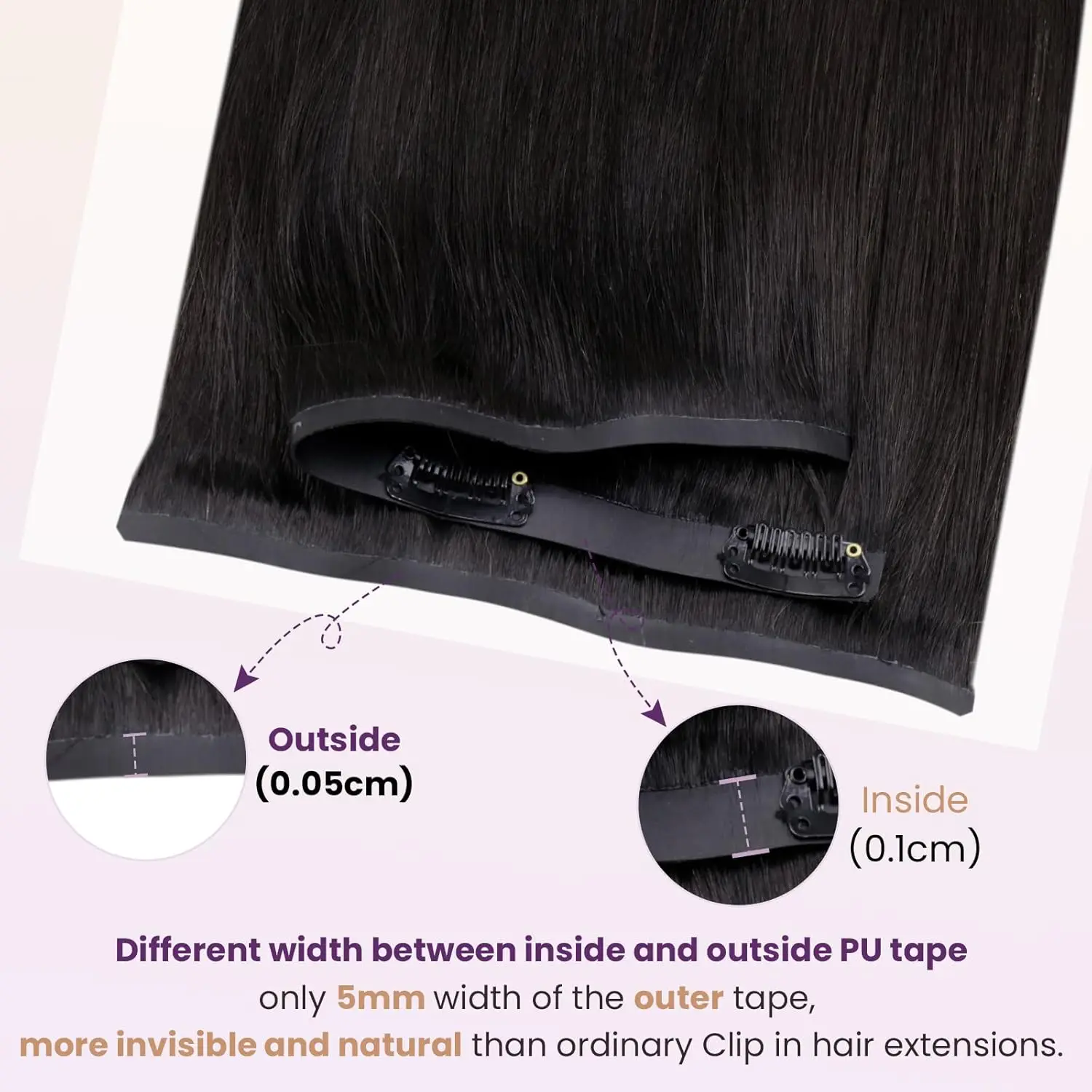 Laavoo-extensiones de cabello con Clip sin costuras para mujer, 100% brasileño Real, 12-22 pulgadas, liso, Natural, con Clip