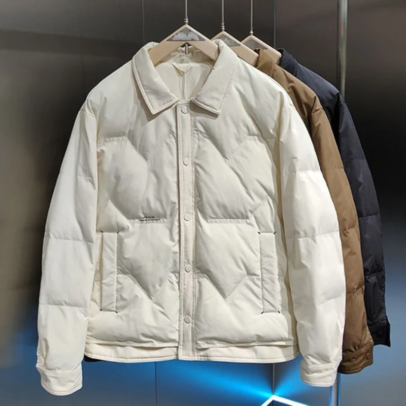 Men's Duck Down Jacket Fall Winter Leightweight Keep Warm Sportwear Male Loose Fit Turn-Down Collar Down Jacket Coat