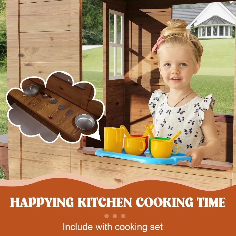 بيت اللعب الخشبي لمنزل اللعب الخشبي في الهواء الطلق كوخ خشب الأرز مسرح كوخ طفل في الهواء الطلق مسرح الفينيل سقف واي فاي