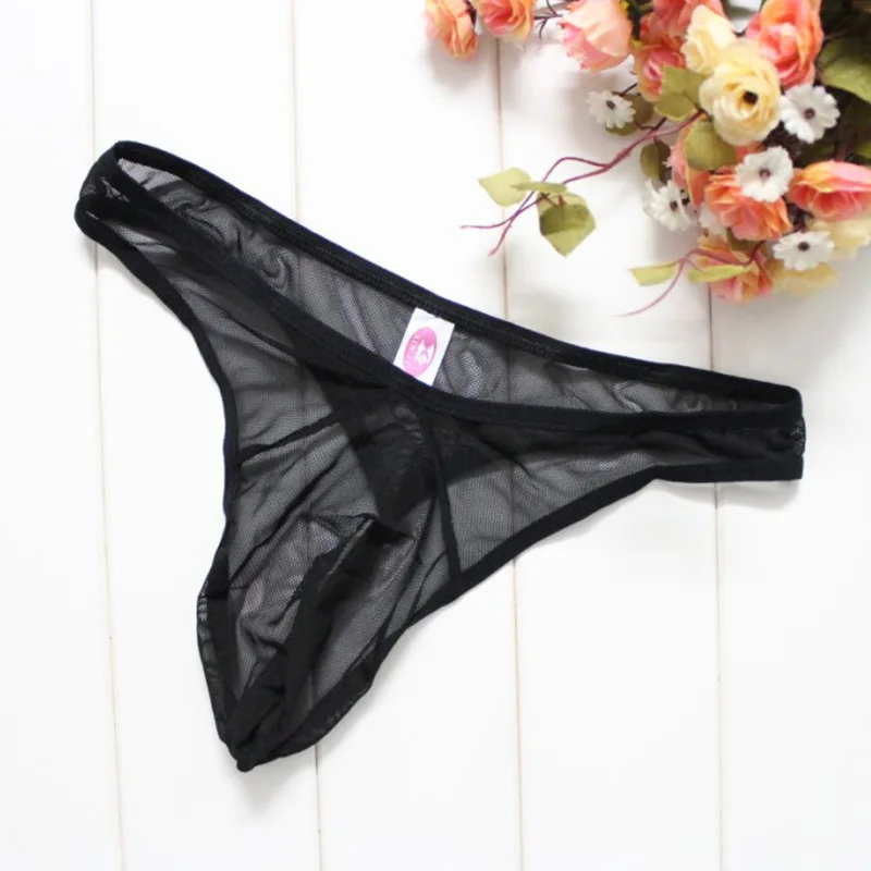 

Men Sexy Transparent G-String Ultra-thin T-back Thong Low Rise Underwear Gay Mens Panties U Convex Pouch Briefs Erotic Lingerie