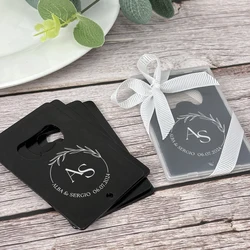 Wedding Souvenir Personalized Metal Bottle Opener with Box Wedding Party Favor Credit Card Sized Black Bottle Openers