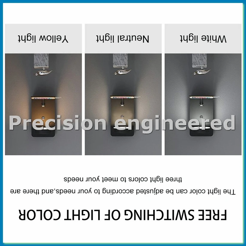 

Reading Wall Light with USB Port Charging Rack Bedside Lamp with Switch -Black-ABWO