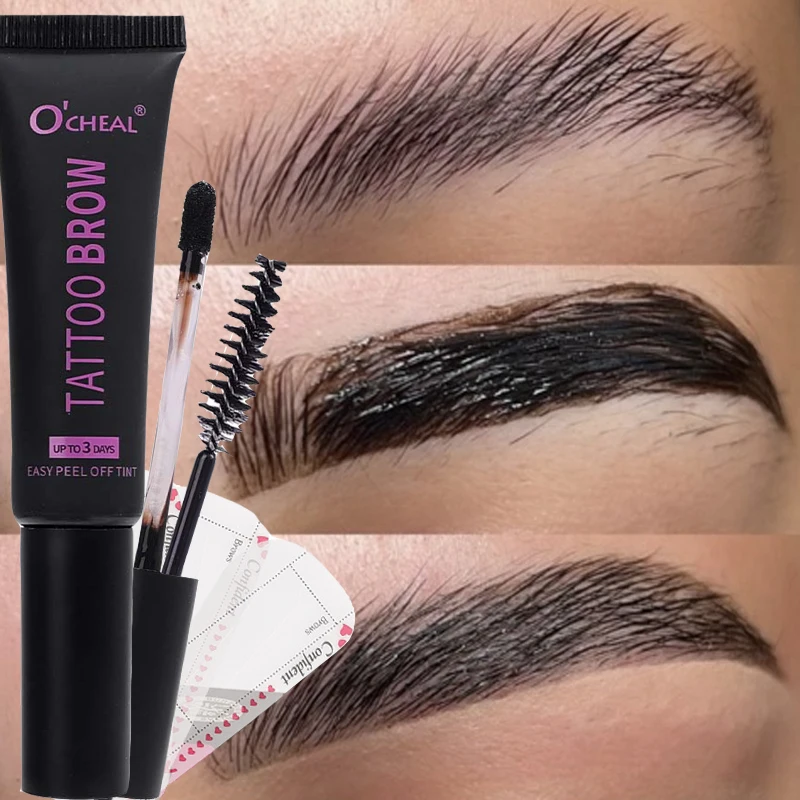 블랙 다크 브라운 필오프 눈썹 젤 틴트, 방수, 지속되는 눈썹 인핸서 틴트, 자연스러운 눈썹 문신, 눈썹 카드 및 브러쉬 메이크업 