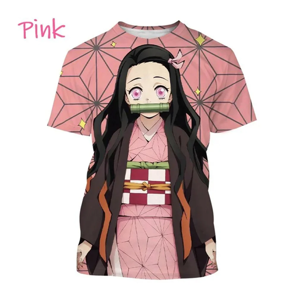 Summer Kamado Nezuko 3D Personality Anime Print T Shirt Fashion Men and Women Demon Slaye Short-sleeved Hip-hop Harajuku T-shirt