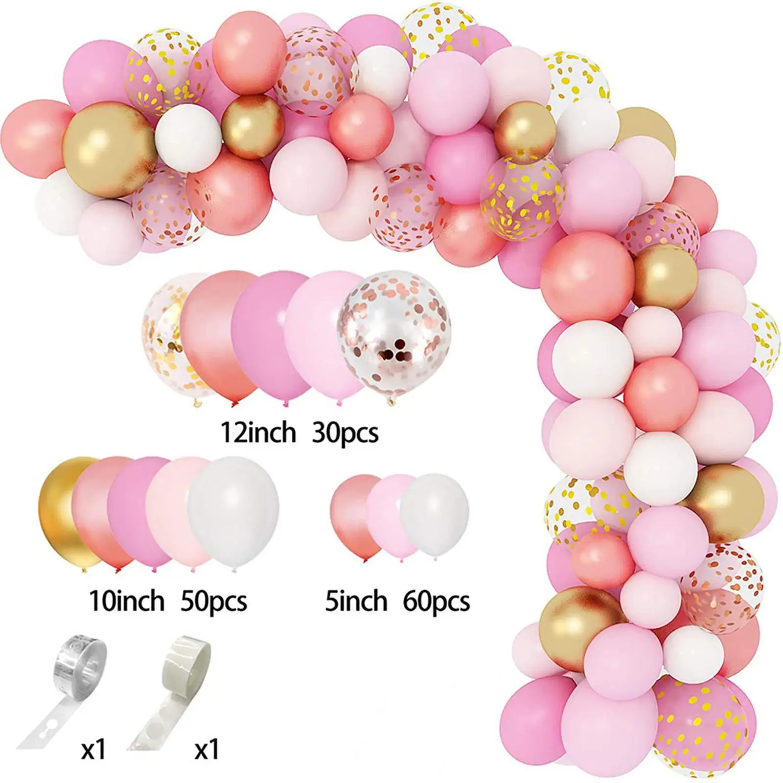 140Pcs Balloons Kit Latex Balloons Photo Props Party Decorations for Balloon Arch for Garden Valentine's Day Anniversary Home