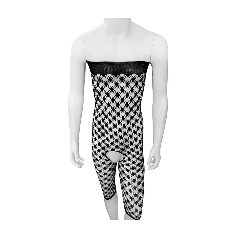 

Mens Bodystockings Sleepwear Open Crotch See Through Net Tight Bodysuits Sissy Underwear One Piece Lingerie Fishnet Nightwear