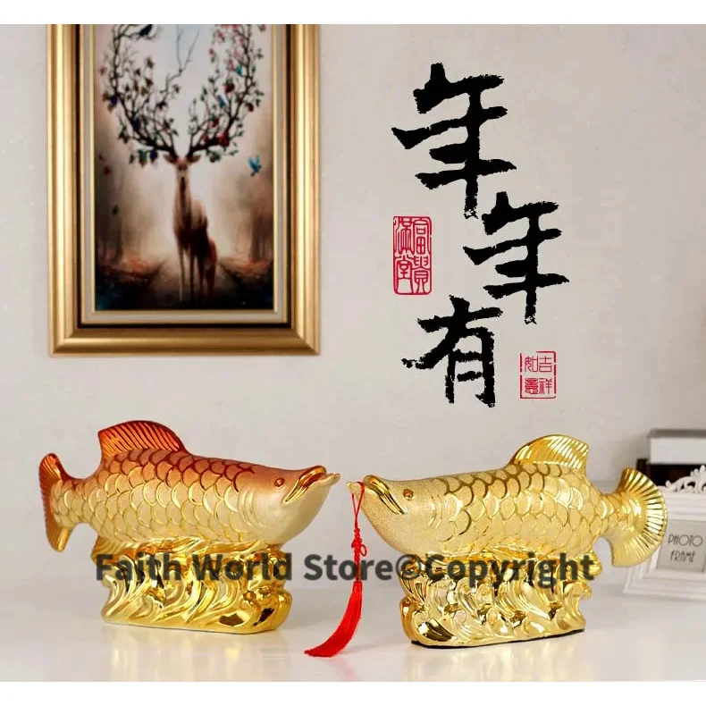 2025 large HOME OFFICE Company SHOP ROOM TOP COOL Efficacious Talisman Money Drawing Arowana Golden Fish FENG SHUI statue