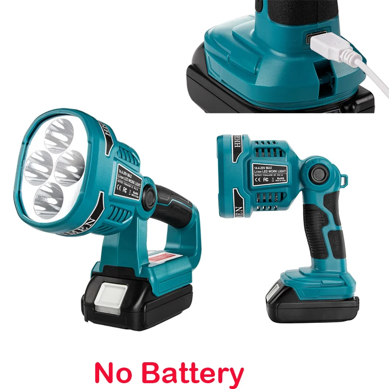 For Makita Lamp 3W/12W Working Lamp For Makita Li-ion Battery 18V Power Tool Battery LED Light With USB Portable Flashlight