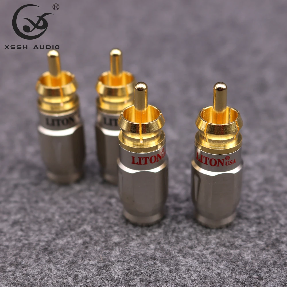 

RCA Connectors Adapter XSSH OEM ODM DIY Hifi Male Signal Line Audio Cable Gold Plated RCA Plug Jack for 5mm Max Cable Diameter