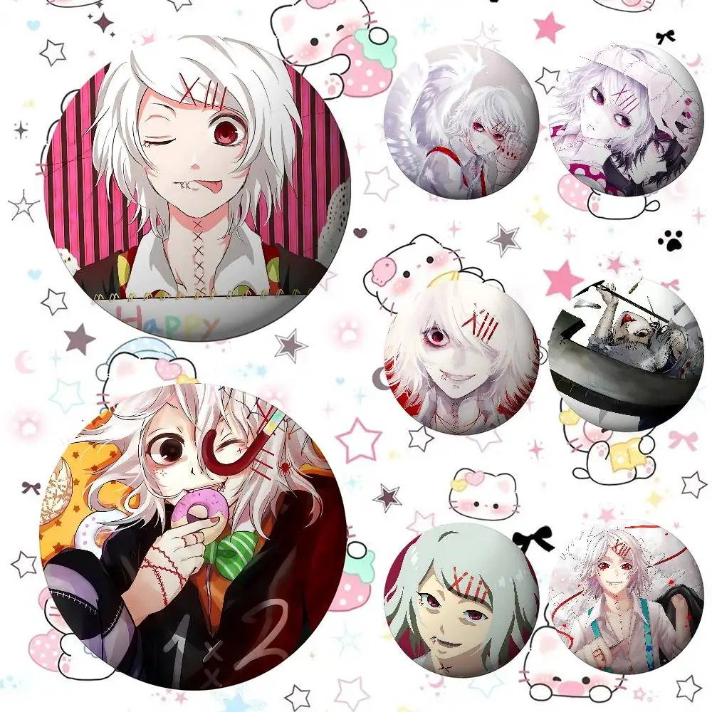 Cartoon J-Juuzou S-Suzuya Badges Peripheral Lapel Pins Tinplate Round Brooch For Shoulder Bag Accessories Souvenir Gifts