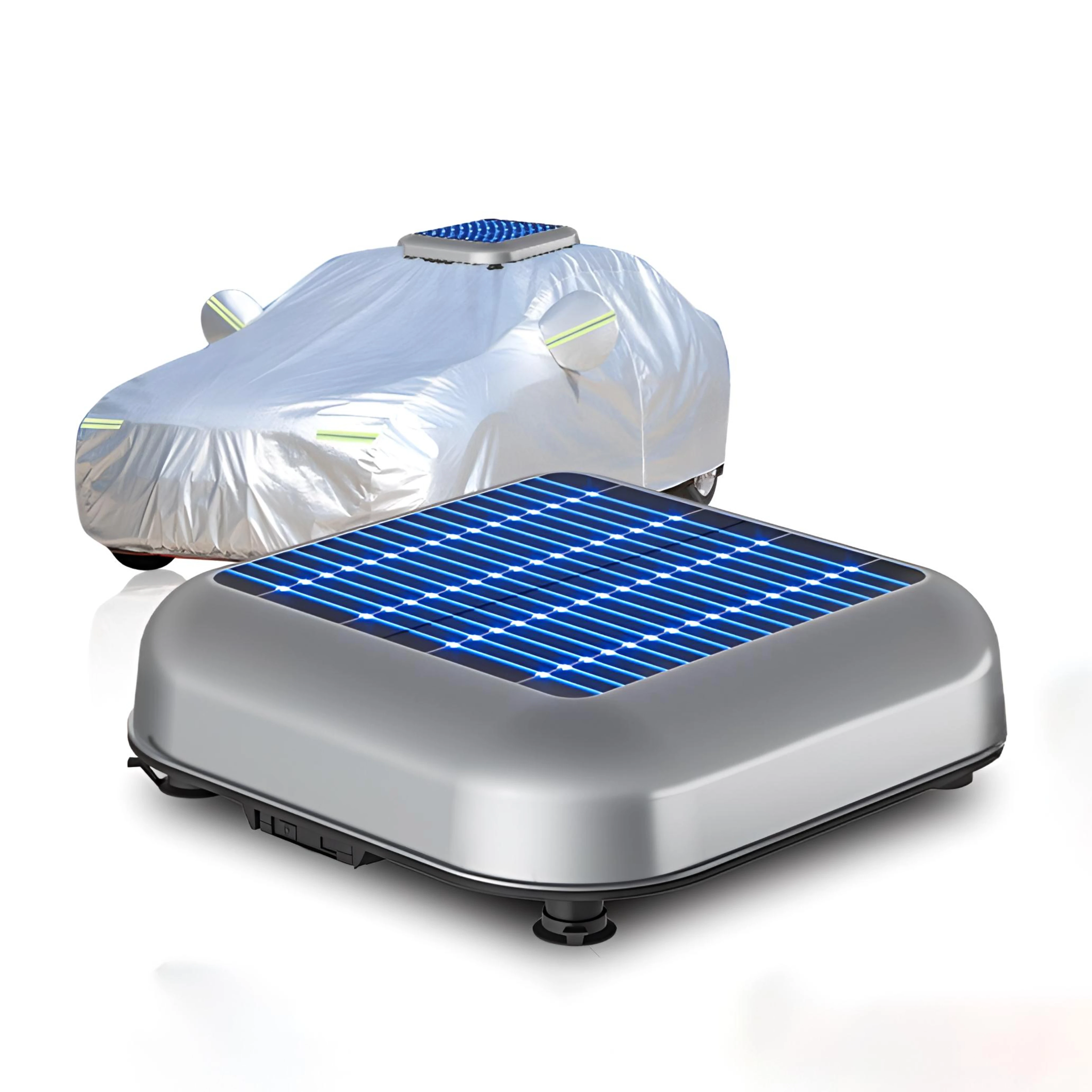 Hot-selling High Quality Silver Luxury Full Body Waterproof and UV Resistant Solar Auto Car Cover with App and Remote Control