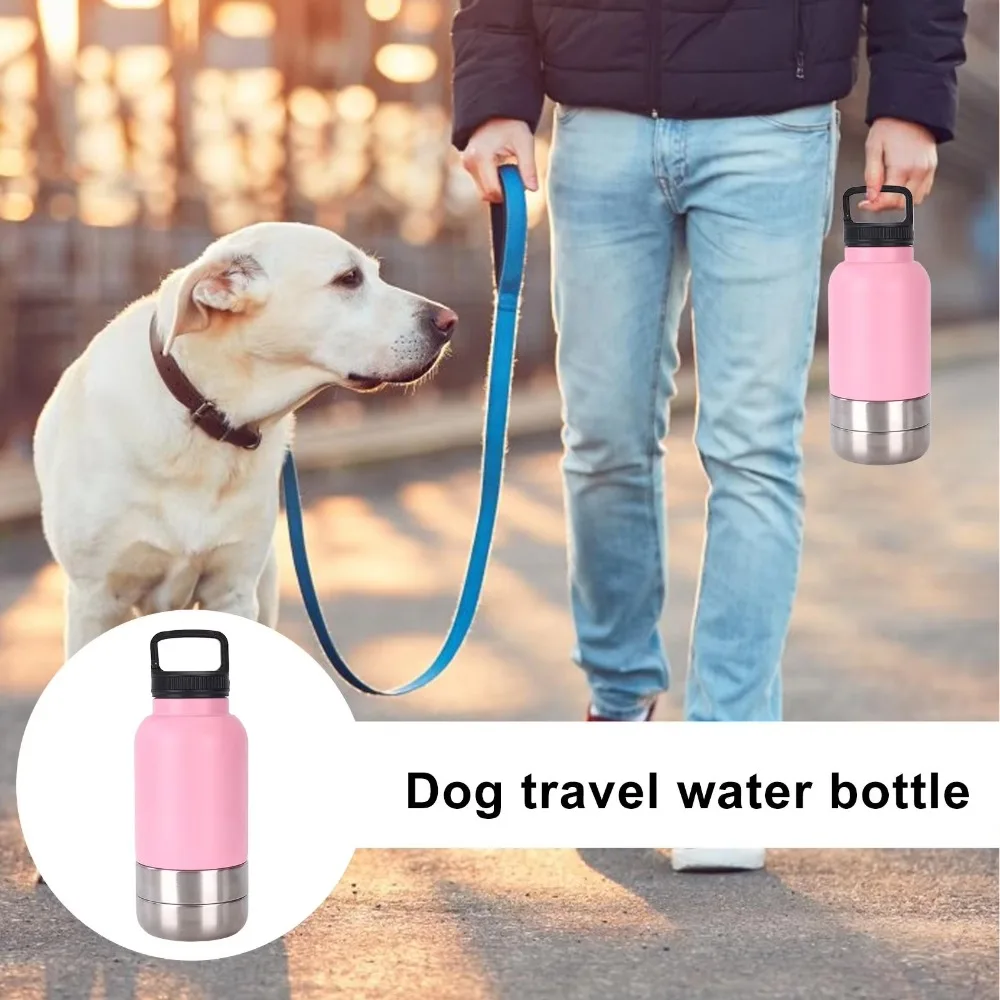 

3 in 1 Stainless Steel Pet Water Bottle Multi-layered Detachable Dog Feeding Bottle Large Capacity Leak-proof
