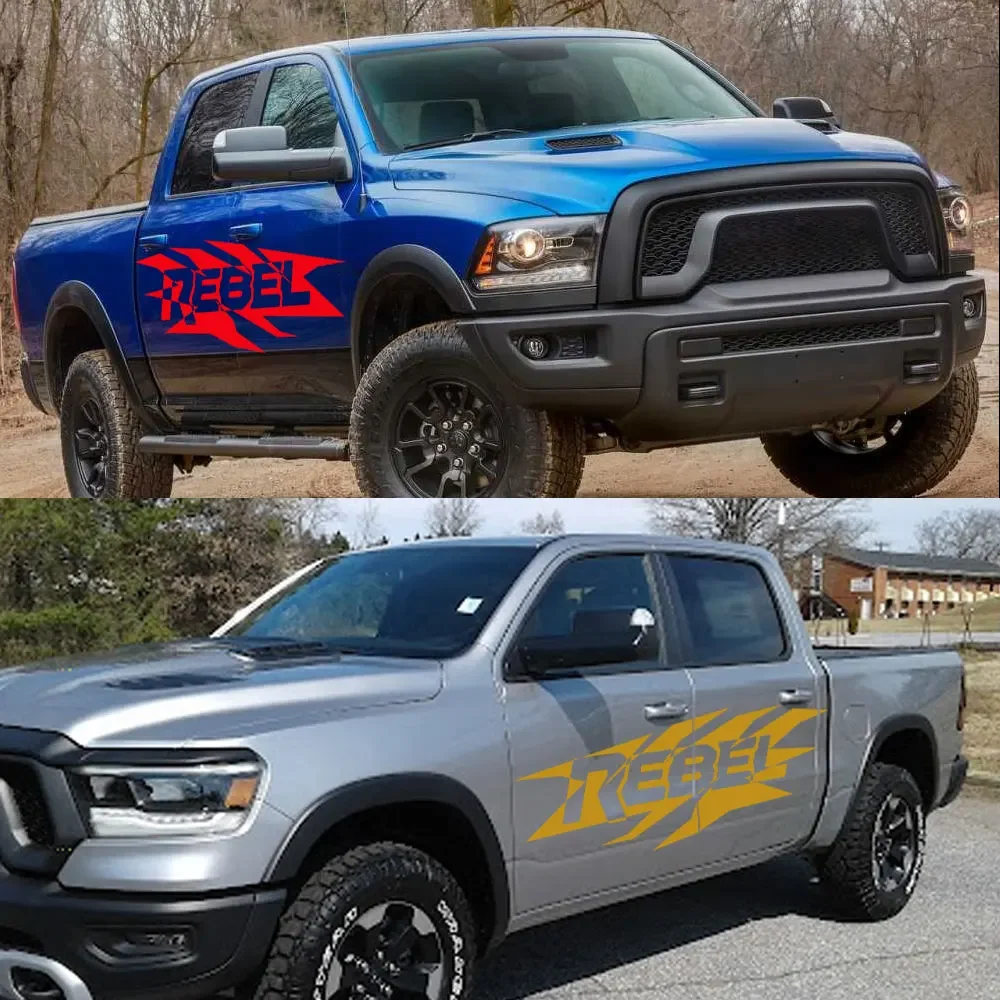 Pickup Door Side Stickers For Dodge RAM Hemi 1500 2500 3500 Rebel Truck Graphics Decor Decals Vinyl Film Cover Auto Accessories