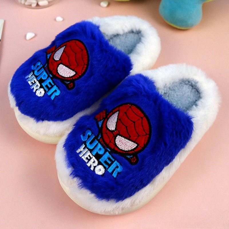 Marvel Spiderman New Cute Boy's Comfortable, Soft and Fashionable Anime Non-Slip Thick Sole Indoor Non-Slip Warm Cotton Slippers