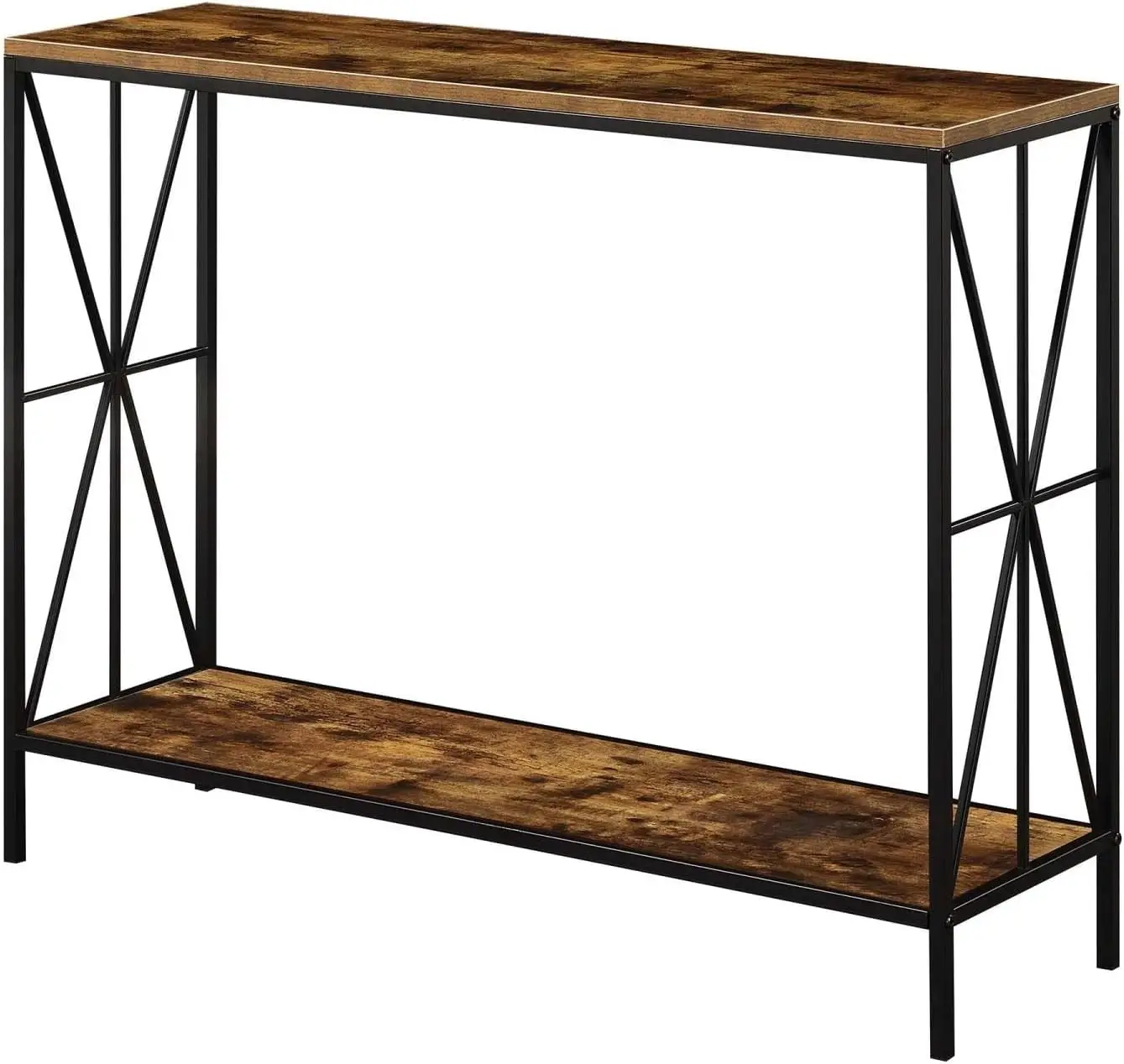 

Tucson Starburst Console Table With Shelf, Barnwood/Black