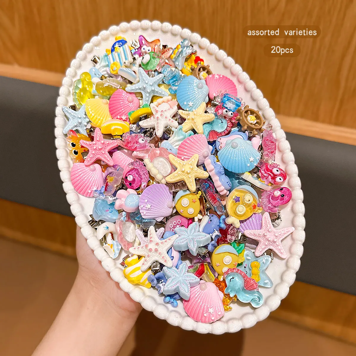 20 pinzas para el cabello de océano de dibujos animados lindos al azar adecuadas para accesorios para el cabello diarios